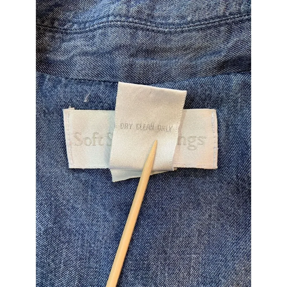 Soft Surroundings Chambray Jacket Women's PS‎ Petite Small Tencel Blue Blazer